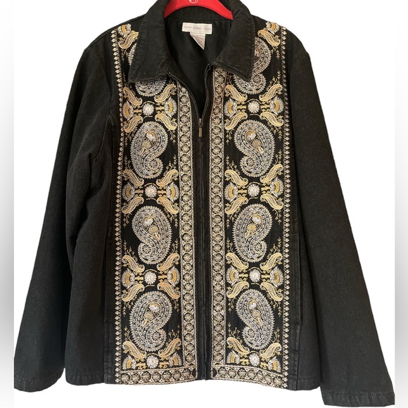 Susan Graver size L AMAZING jean jacket! This one is a show stopper! EUC - Picture 2 of 6